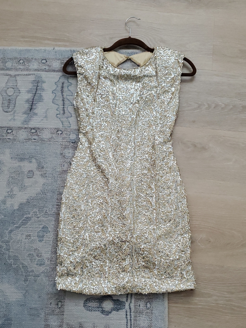 Arden B Bodycon Sequin Mini Dress Silver Gold Sparkle SzS